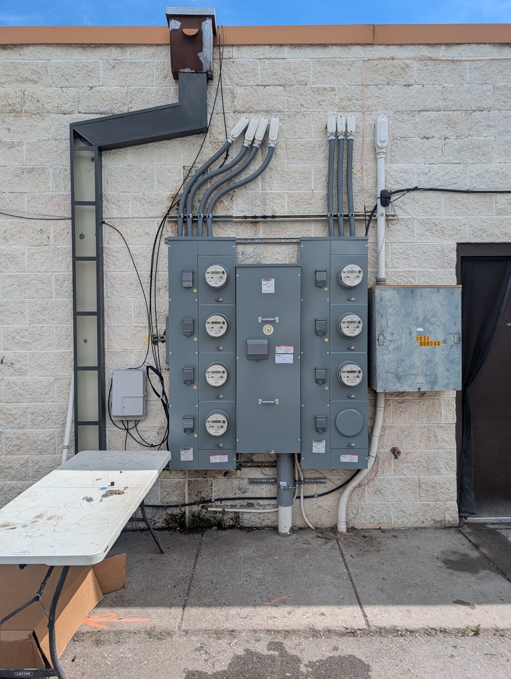 Finished 400 amp, 8-meter commercial electrical service