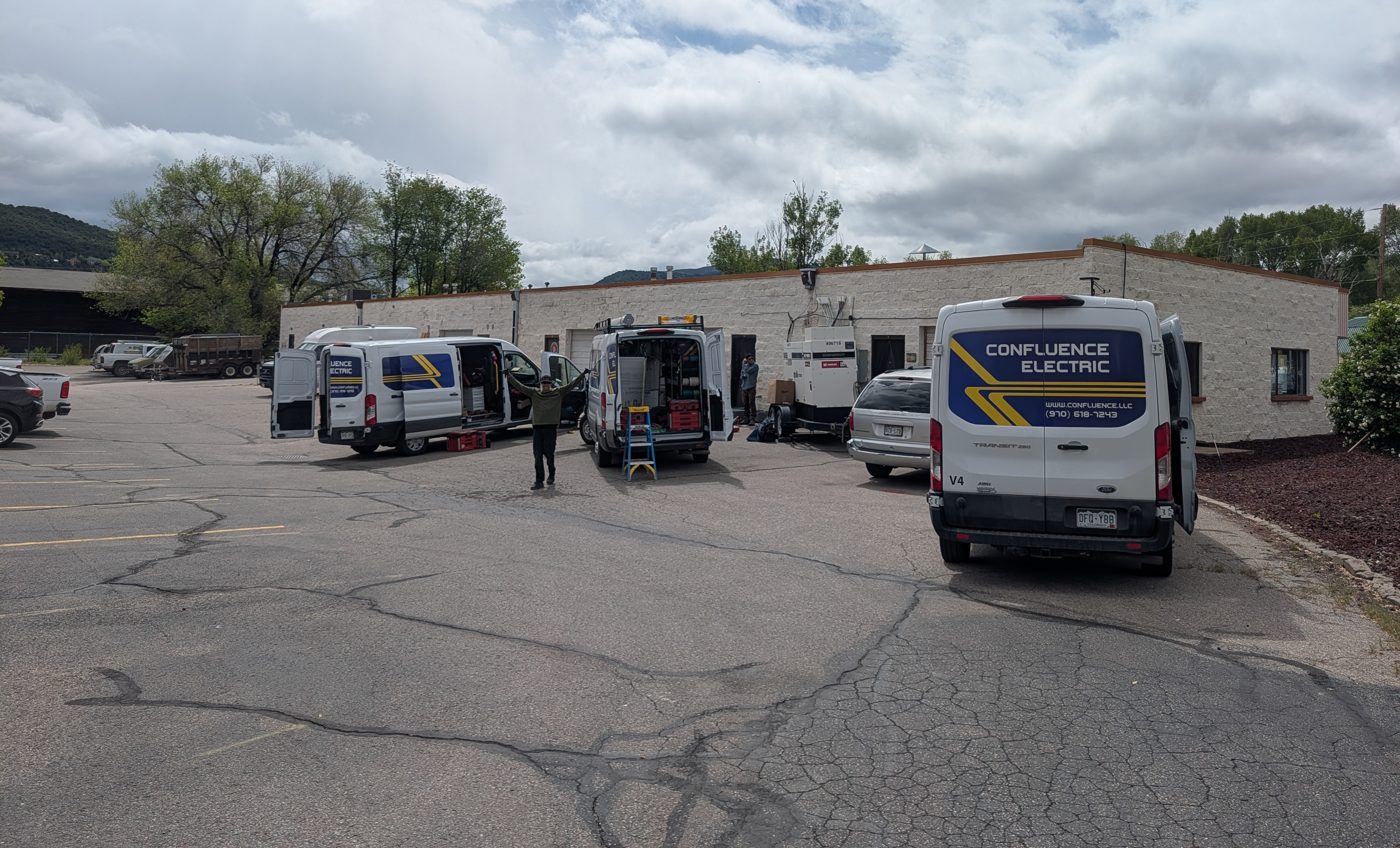Confluence Electric vans at the shop