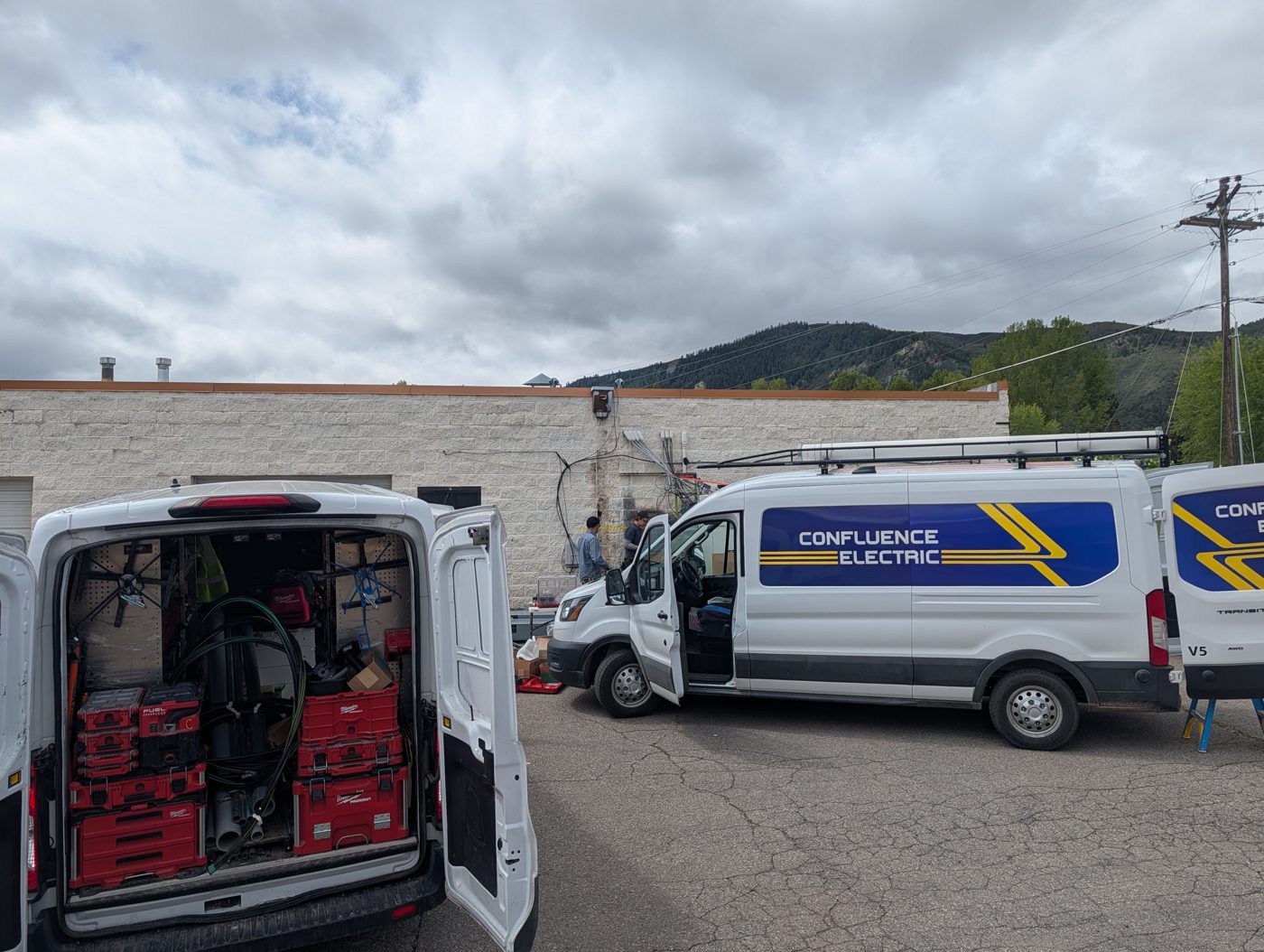 Open Confluence Electric van stocked with parts and tools